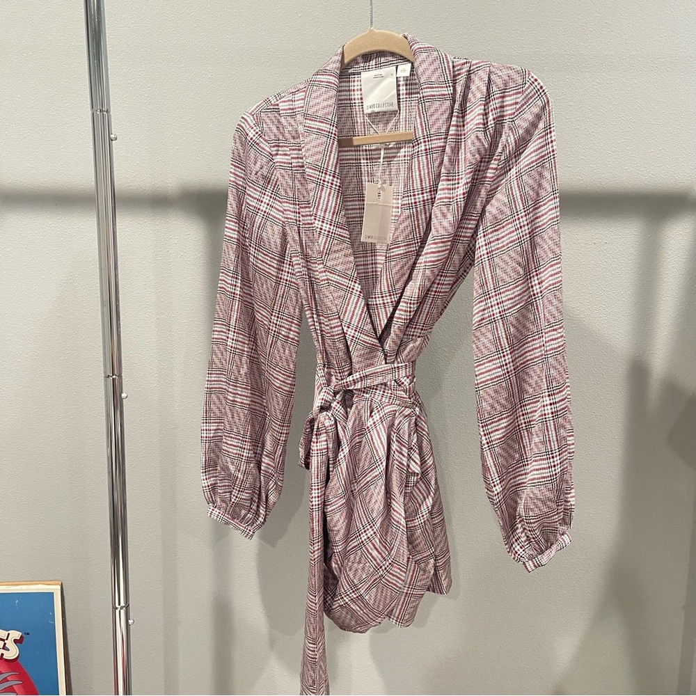 C/MEO Collective Checkered Long Sleeve Dress in Pink and White - Picture 2 of 7